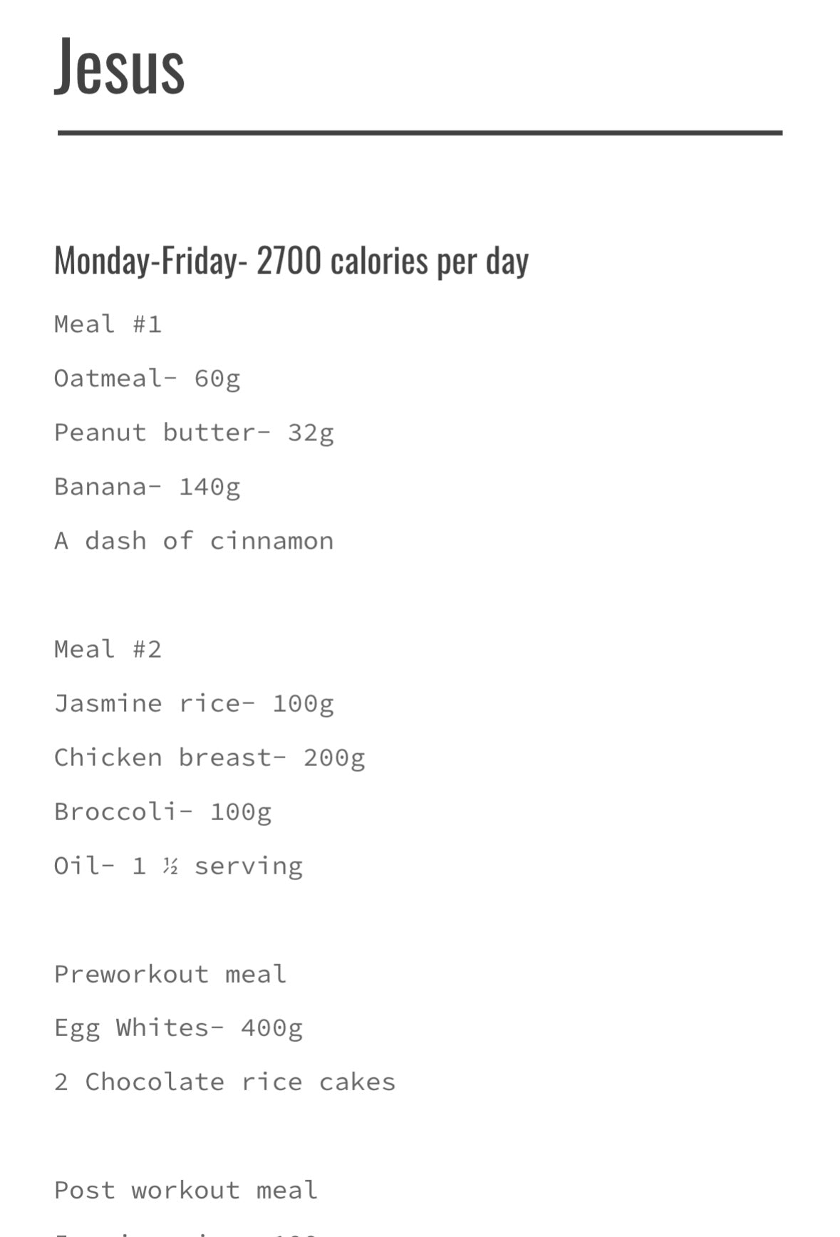 Meal plan